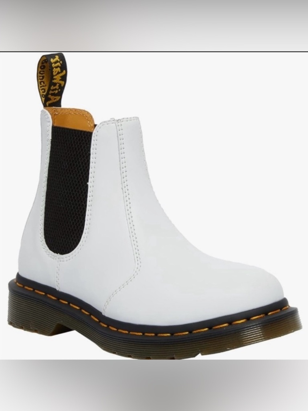 Dr. Martens 2976 Quad Platform Chelsea Boots in White Smooth Leather Size 7